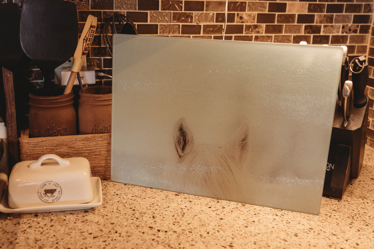 "WINTER WHISPER" Glass Cutting Board