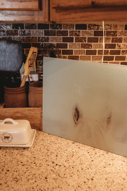 "WINTER WHISPER" Glass Cutting Board